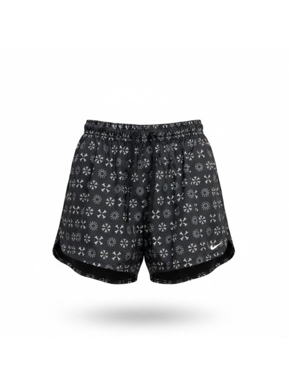 Nike Mens Black Running Shorts Lightweight Snowflake Pattern Drawstring Sz XL